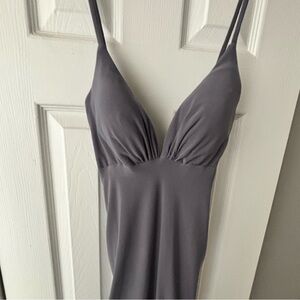 La Femme Gray/Purple Prom Dress